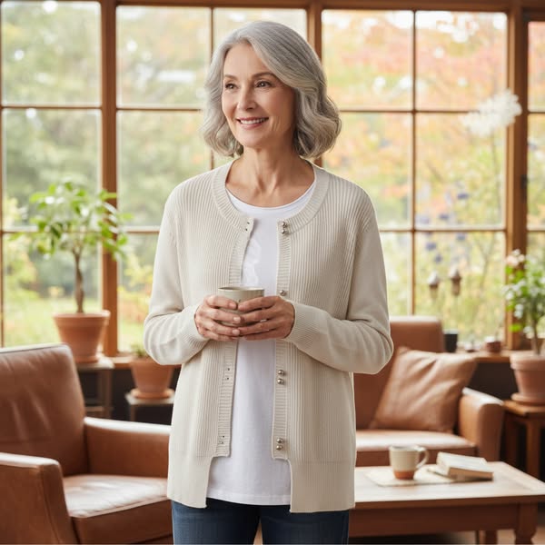 Elara™ - Pearl Button Cardigan